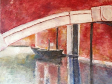 Painting titled "Sous le pont" by Françoise Vivier Nicolaÿ, Original Artwork, Oil