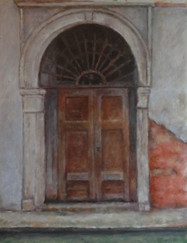 Painting titled "Venise porte marron" by Françoise Vivier Nicolaÿ, Original Artwork, Oil