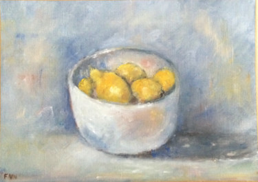 Peinture intitulée "Un pot, des citrons" par Françoise Vivier Nicolaÿ, Œuvre d'art originale