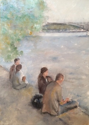 Peinture intitulée "Le quai" par Françoise Vivier Nicolaÿ, Œuvre d'art originale