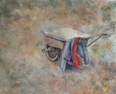 Painting titled "La brouette" by Françoise Vivier Nicolaÿ, Original Artwork, Oil
