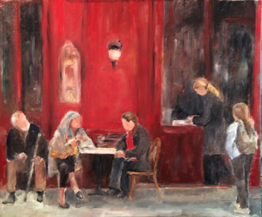 Peinture intitulée "Café du musée" par Françoise Vivier Nicolaÿ, Œuvre d'art originale