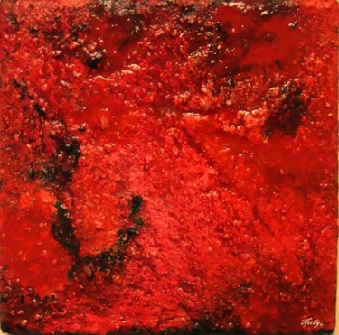 Peinture intitulée "Abstraction en rouge" par Nicky, Œuvre d'art originale