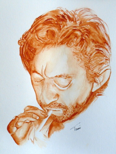 Painting titled "Gainsbourg" by Nicole Alimi, Original Artwork, Watercolor