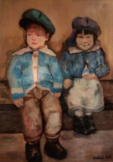 Peinture intitulée "Frère et soeur" par Nicole Bachelard, Œuvre d'art originale, Huile