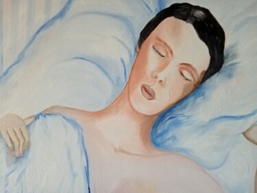 Painting titled "Le sommeil" by Nicole Bachelard, Original Artwork, Oil