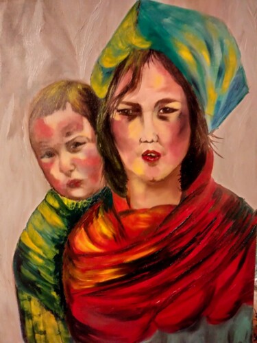 Painting titled "Tibet" by Nicole Bachelard, Original Artwork, Oil