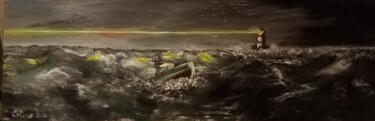 Peinture intitulée "Grosse mer" par Nicole Bachelard, Œuvre d'art originale, Huile