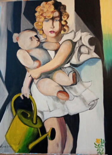 Malerei mit dem Titel "Lempicka 3" von Nicole Bachelard, Original-Kunstwerk, Öl