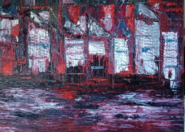 Pittura intitolato "Paysage urbain 2" da Nicole Bachelard, Opera d'arte originale, Olio