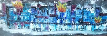 Peinture intitulée "City of happyness" par Nicole Bachelard, Œuvre d'art originale, Huile Monté sur Châssis en bois