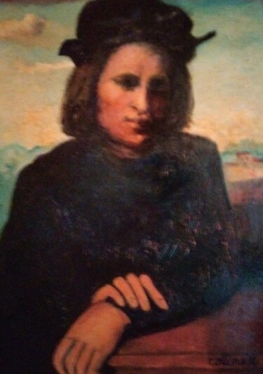 Painting titled "D après Franciabigio" by Nicole Bachelard, Original Artwork, Oil Mounted on Wood Stretcher frame