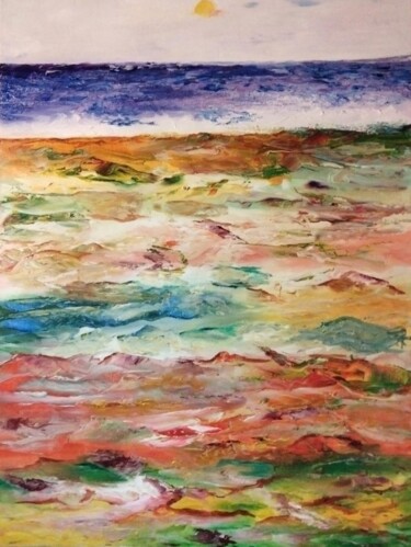 Картина под названием "Bord de mer" - Nicole Bachelard, Подлинное произведение искусства, Масло Установлен на Деревянная рам…