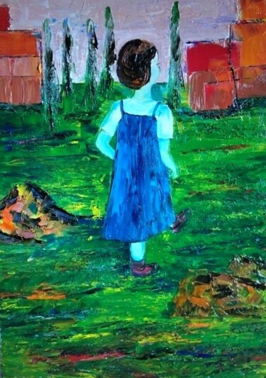 Malerei mit dem Titel "Dans un rêve" von Nicole Bachelard, Original-Kunstwerk, Öl Auf Keilrahmen aus Holz montiert