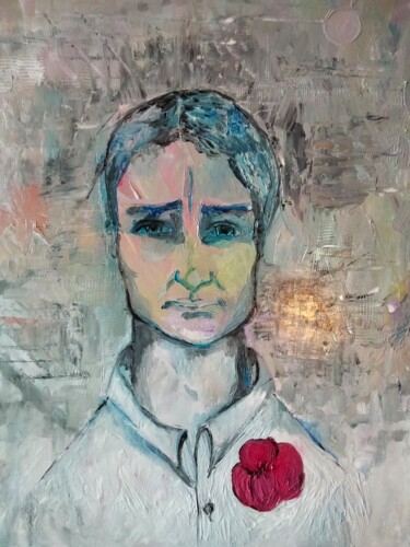 Peinture intitulée "L homme triste" par Nicole Bachelard, Œuvre d'art originale, Huile Monté sur Châssis en bois