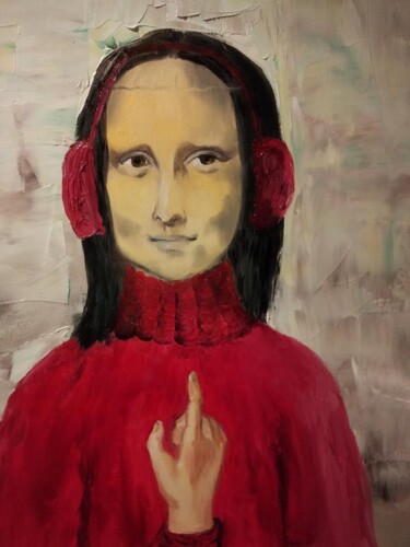 Peinture intitulée "Mona Lisa en hiver" par Nicole Bachelard, Œuvre d'art originale, Huile Monté sur Châssis en bois