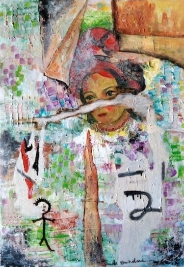 Картина под названием "L'affiche arrachée" - Nicole Bachelard, Подлинное произведение искусства, Акрил