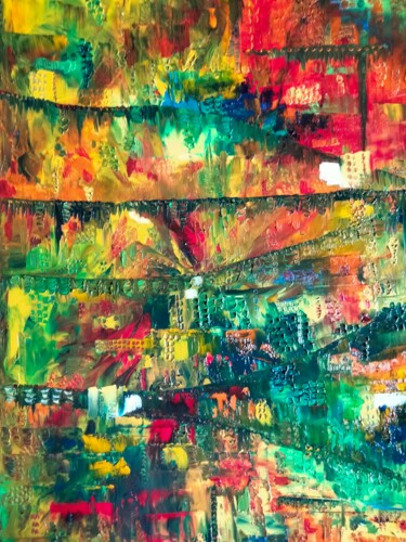 Картина под названием "Afrique" - Nicole Bachelard, Подлинное произведение искусства, Масло Установлен на Деревянная рама дл…