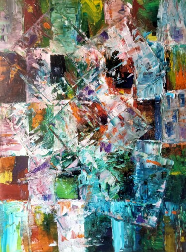 Картина под названием "Chaos" - Nicole Bachelard, Подлинное произведение искусства, Масло Установлен на Деревянная рама для…