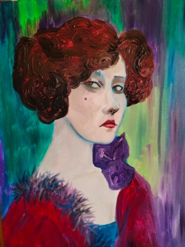 Painting titled "Colette  - Célébrité" by Nicole Bachelard, Original Artwork, Oil Mounted on Wood Stretcher frame