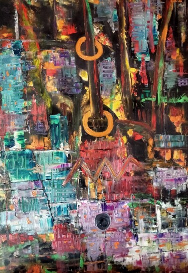 Картина под названием "2023" - Nicole Bachelard, Подлинное произведение искусства, Масло Установлен на Деревянная рама для н…