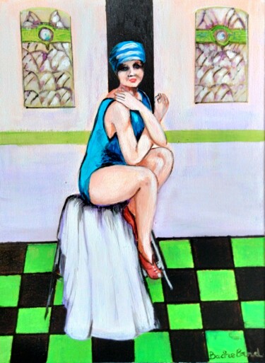 Pittura intitolato "La baigneuse" da Nicole Bachelard, Opera d'arte originale, Acrilico Montato su Telaio per barella in leg…