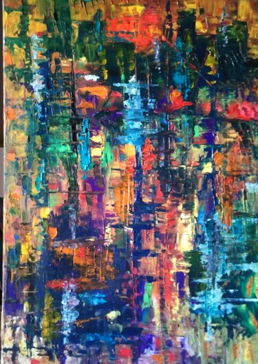 Pintura titulada "Nuit de juin en Fra…" por Nicole Bachelard, Obra de arte original, Oleo Montado en Bastidor de camilla de…