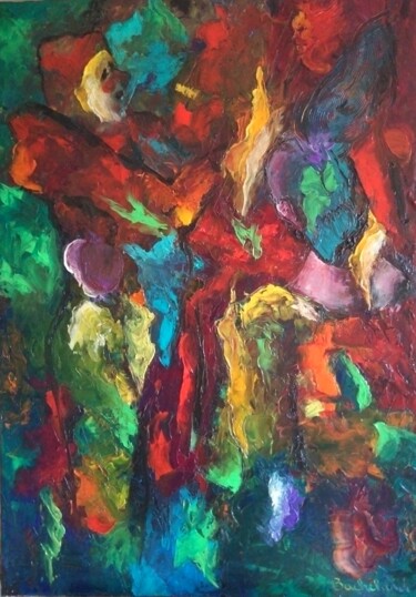 Картина под названием "Les artistes" - Nicole Bachelard, Подлинное произведение искусства, Масло Установлен на Деревянная ра…