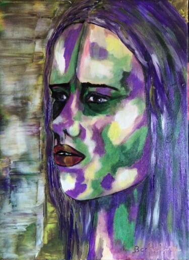 Pintura titulada "Femme - La guerrière" por Nicole Bachelard, Obra de arte original, Oleo Montado en Bastidor de camilla de…