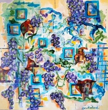 Картина под названием "La vigne" - Nicole Bachelard, Подлинное произведение искусства, Акрил Установлен на Деревянная рама д…