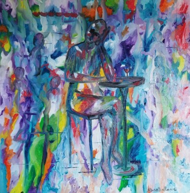 Картина под названием "Seul au monde" - Nicole Bachelard, Подлинное произведение искусства, Масло Установлен на Деревянная р…