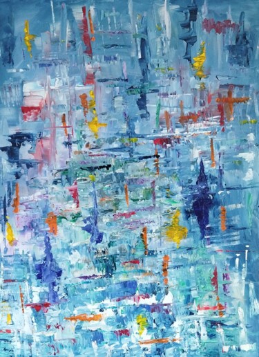 Pintura titulada "Déliquescence en bl…" por Nicole Bachelard, Obra de arte original, Oleo Montado en Bastidor de camilla de…