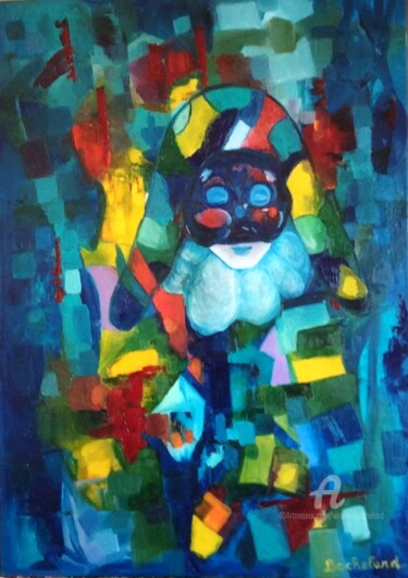 Painting titled "Arlequin" by Nicole Bachelard, Original Artwork, Oil Mounted on Wood Stretcher frame