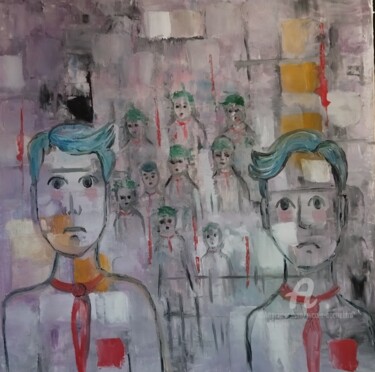 Картина под названием "Homme - Sidération" - Nicole Bachelard, Подлинное произведение искусства, Масло Установлен на Деревян…