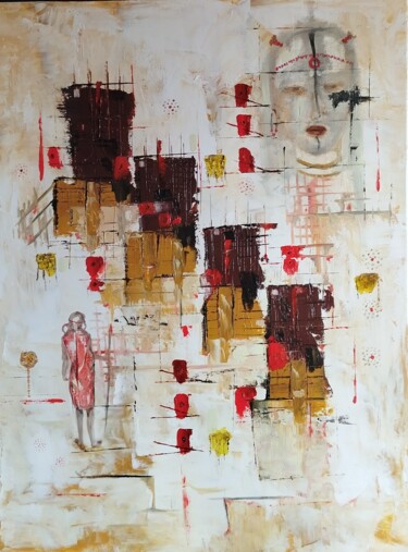 Картина под названием "Savane" - Nicole Bachelard, Подлинное произведение искусства, Масло Установлен на Деревянная рама для…