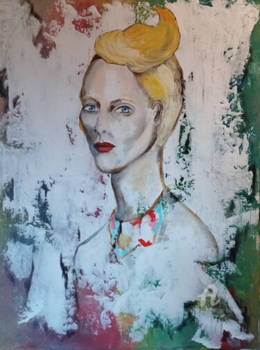 Картина под названием "Femmes - l affiche" - Nicole Bachelard, Подлинное произведение искусства, Масло Установлен на Деревян…