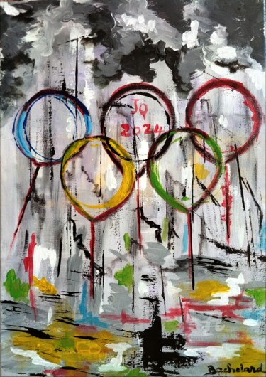 Painting titled "JO Paris 2024" by Nicole Bachelard, Original Artwork, Acrylic Mounted on Wood Stretcher frame