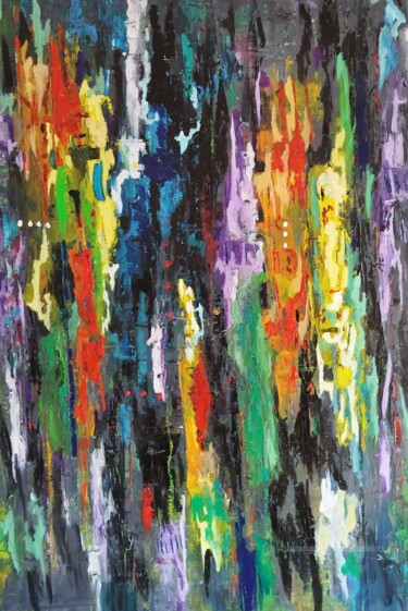 Картина под названием "Après les infos" - Nicole Bachelard, Подлинное произведение искусства, Масло Установлен на Деревянная…