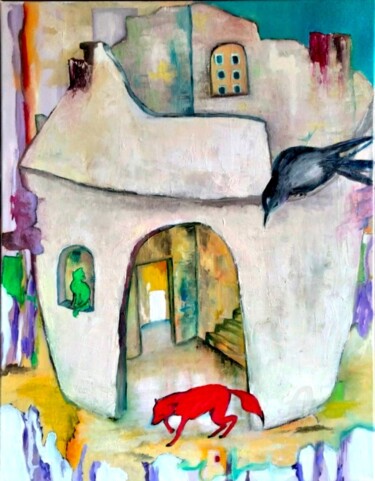 Картина под названием "Un rêve" - Nicole Bachelard, Подлинное произведение искусства, Масло Установлен на Деревянная рама дл…