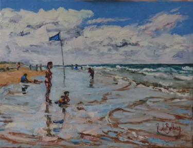 Painting titled ""entre ciel et mer"…" by Nicole Bellocq, Original Artwork, Oil