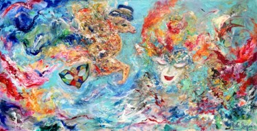 Painting titled "Carnevale" by Nicole Benjamin, Original Artwork, Acrylic Mounted on Wood Stretcher frame