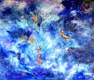 Картина под названием "Le cirque" - Nicole Benjamin, Подлинное произведение искусства, Масло Установлен на Деревянная рама д…