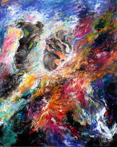Pittura intitolato "Tormento nell Unive…" da Nicole Benjamin, Opera d'arte originale, Olio Montato su Telaio per barella in…
