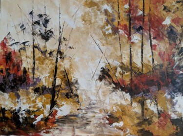 Peinture intitulée "Paysage d'automne à…" par Nicole Caron, Œuvre d'art originale, Huile