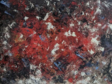 Painting titled "Deep red abstractio…" by Nicole Caron, Original Artwork, Oil