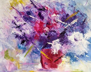 Malerei mit dem Titel "Floral énergique" von Nicole Caron, Original-Kunstwerk, Öl
