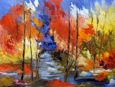 Pittura intitolato "Bonheur forestier" da Nicole Caron, Opera d'arte originale, Olio