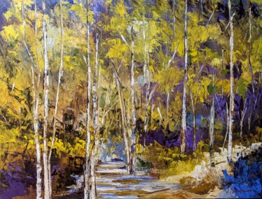 Painting titled "Forêt du grand côte…" by Nicole Caron, Original Artwork, Oil