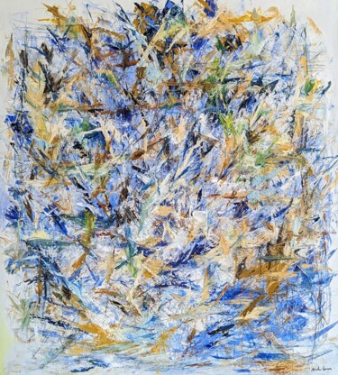 Pittura intitolato "Blue spring hope" da Nicole Caron, Opera d'arte originale, Olio