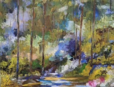 Pintura intitulada "Colorful ghost land…" por Nicole Caron, Obras de arte originais, Óleo